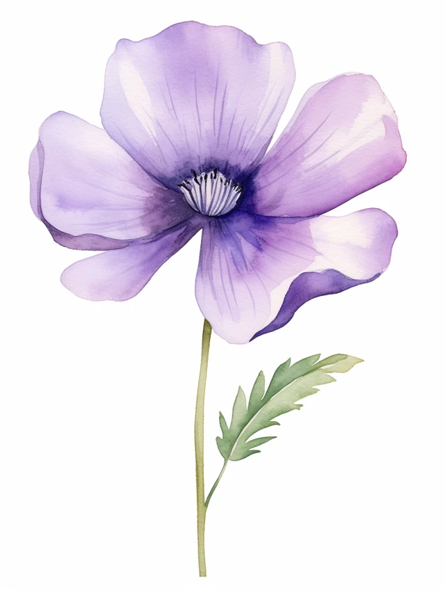 Watercolor Violet Flower Clipart: Midjourney v5.2 v6.1 v7.0 - v5.2 - Image 3