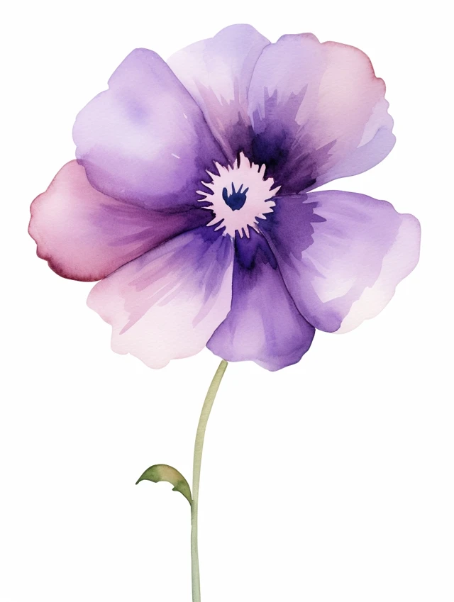 Watercolor Violet Flower Clipart: Midjourney v5.2 v6.1 v7.0 - v5.2 - Image 2