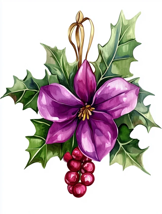 Watercolor Violet Flower Clipart: Midjourney v5.2 v6.1 v7.0 - v6.1 - Image 2