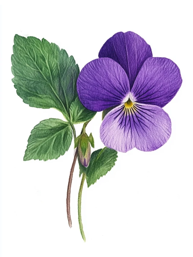 Watercolor Violet Flower Clipart: Midjourney v5.2 v6.1 v7.0 - v6.1 - Image 3