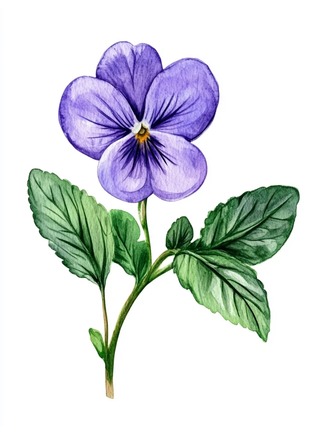 Watercolor Violet Flower Clipart: Midjourney v5.2 v6.1 v7.0 - v6.1 - Image 4