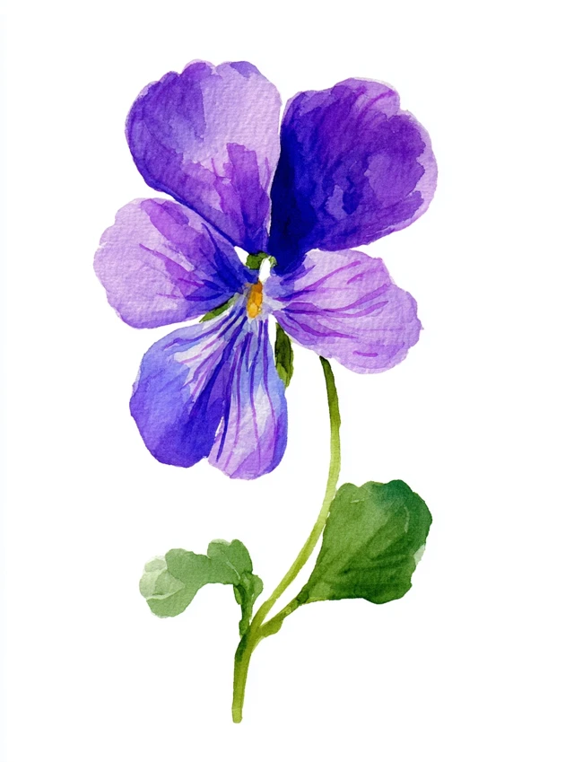 Watercolor Violet Flower Clipart: Midjourney v5.2 v6.1 v7.0 - v7.0 - Image 2