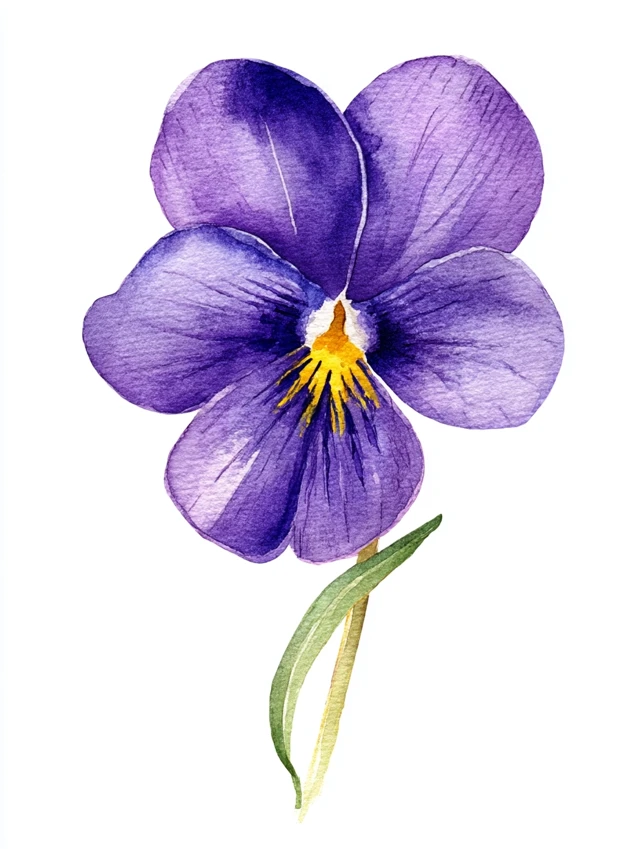 Watercolor Violet Flower Clipart: Midjourney v5.2 v6.1 v7.0 - v7.0 - Image 4