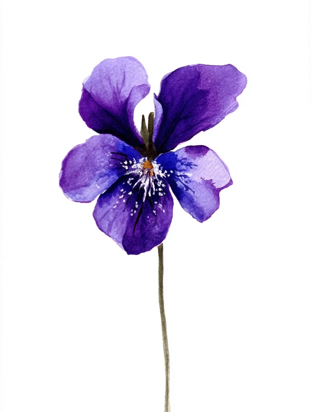 Watercolor Violet Flower Clipart: Midjourney v5.2 v6.1 v7.0 - v7.0 - Image 3