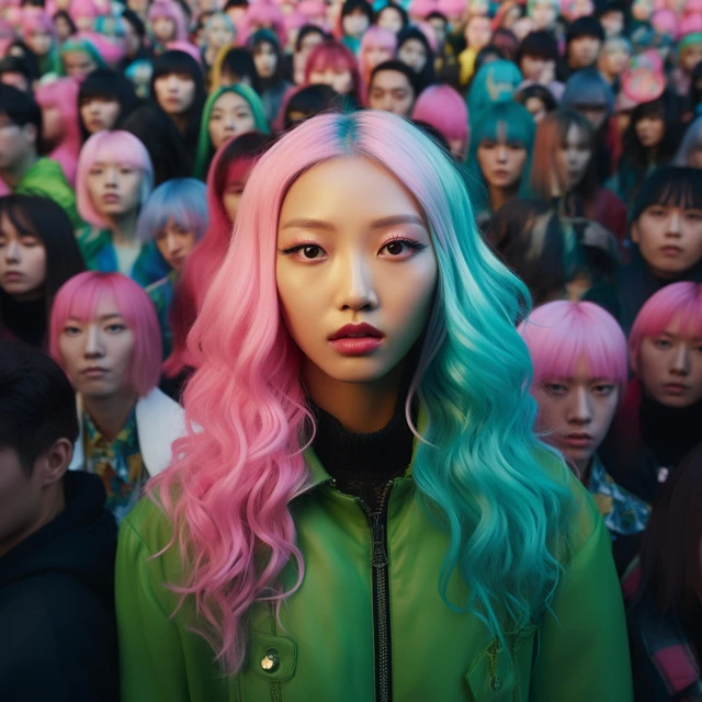 Neon Hair Portraits: Midjourney v5.2, v6.1, v7.0 Compared - v5.2 - Image 2