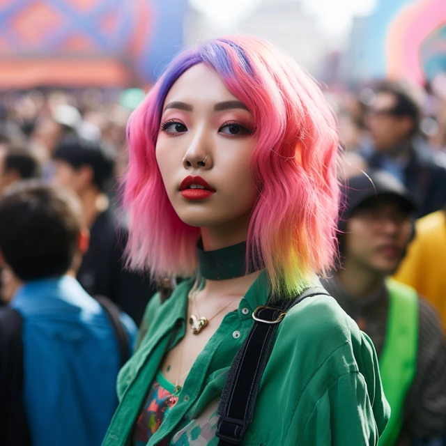 Neon Hair Portraits: Midjourney v5.2, v6.1, v7.0 Compared - v5.2 - Image 3