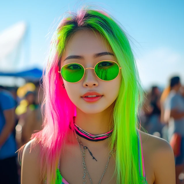 Neon Hair Portraits: Midjourney v5.2, v6.1, v7.0 Compared - v6.1 - Image 3