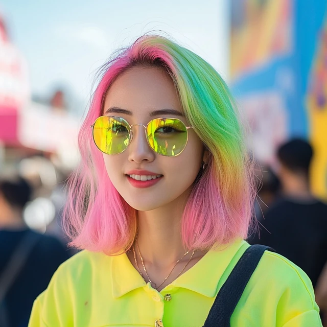 Neon Hair Portraits: Midjourney v5.2, v6.1, v7.0 Compared - v6.1 - Image 2