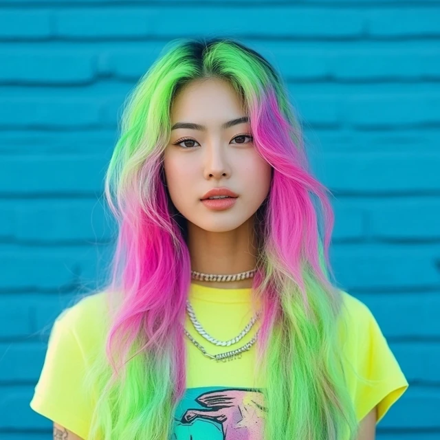 Neon Hair Portraits: Midjourney v5.2, v6.1, v7.0 Compared - v6.1 - Image 4