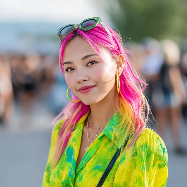 Neon Hair Portraits: Midjourney v5.2, v6.1, v7.0 Compared - v7.0 - Image 4