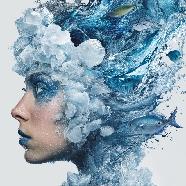 Water and Ice Portrait Art: Midjourney v5.2 to v7.0 Evolution - v7.0 - Image 3