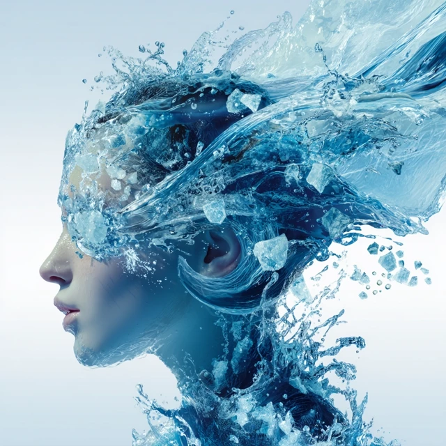 Water and Ice Portrait Art: Midjourney v5.2 to v7.0 Evolution - v7.0 - Image 4