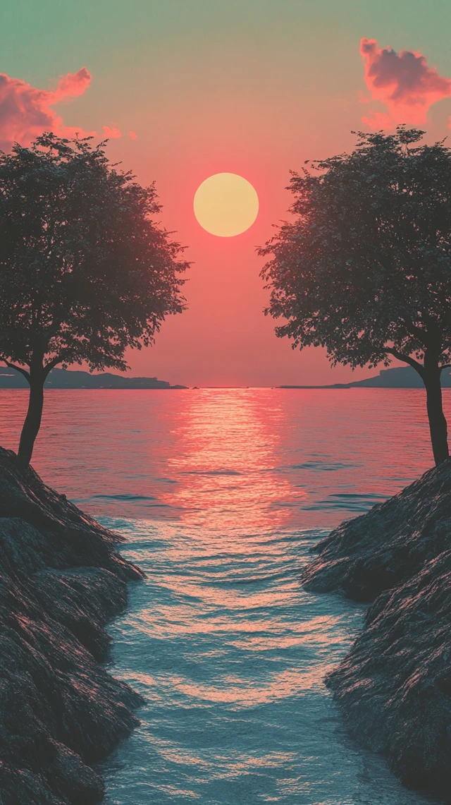 Midjourney: Best Retro Vaporwave Palm Tree Sunset Art - v6.1 - Image 3