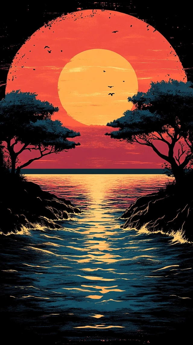 Midjourney: Best Retro Vaporwave Palm Tree Sunset Art - v6.1 - Image 2