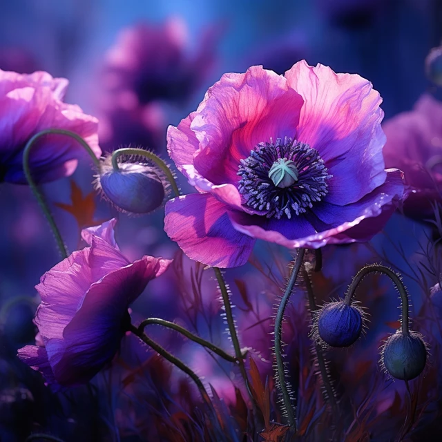 Magical Purple Poppy Art: Midjourney Version Comparison - v5.2 - Image 2