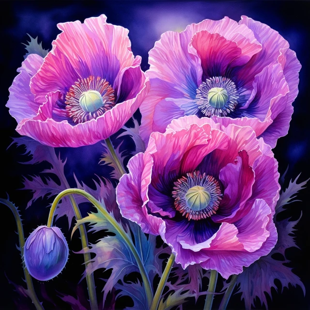 Magical Purple Poppy Art: Midjourney Version Comparison - v5.2 - Image 3