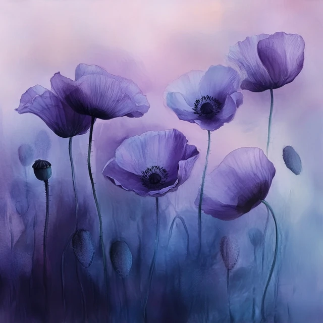 Magical Purple Poppy Art: Midjourney Version Comparison - v6.1 - Image 4