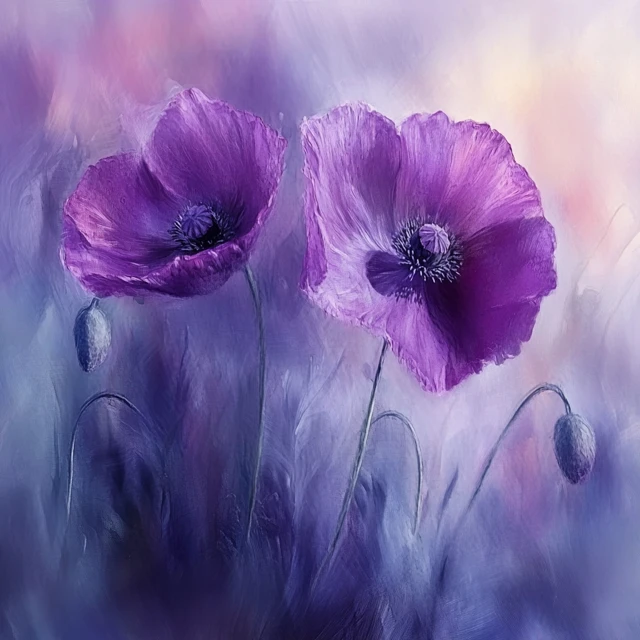 Magical Purple Poppy Art: Midjourney Version Comparison - v6.1 - Image 2