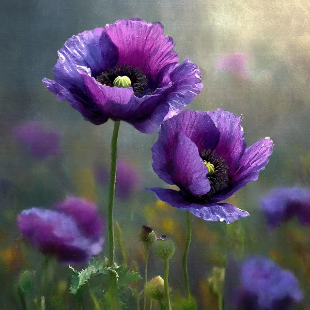 Magical Purple Poppy Art: Midjourney Version Comparison - v7.0 - Image 3