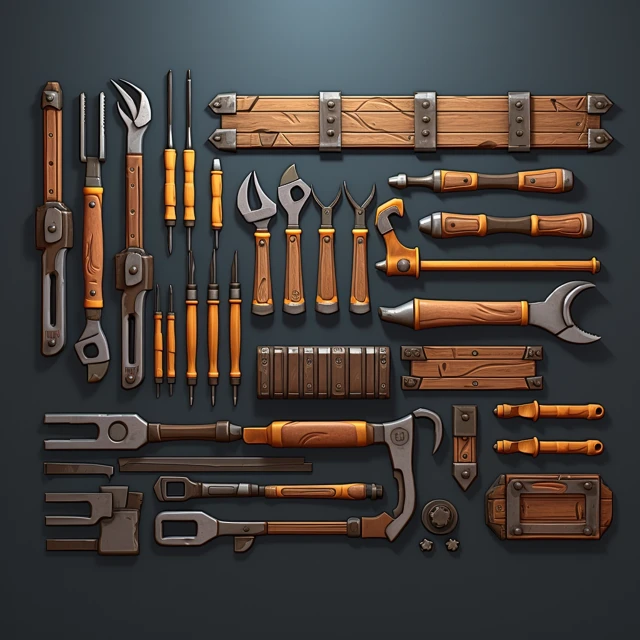 MidJourney: Best Isometric Medieval Tool Grid Renders v5-v7 - v5.2 - Image 3