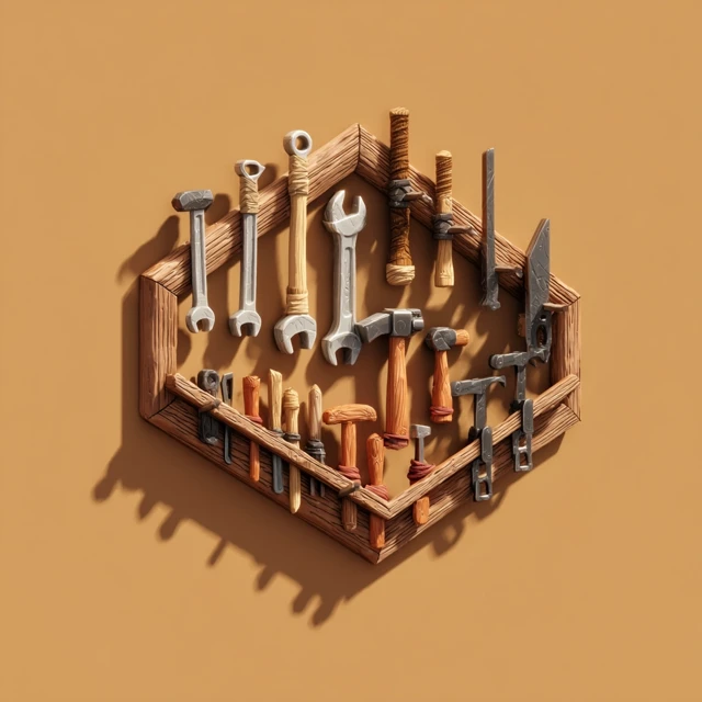 MidJourney: Best Isometric Medieval Tool Grid Renders v5-v7 - v7.0 - Image 3
