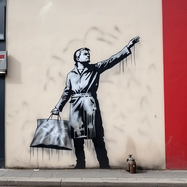 Banksy Stencil Art: Midjourney Version Comparison - v5.2 - Image 3