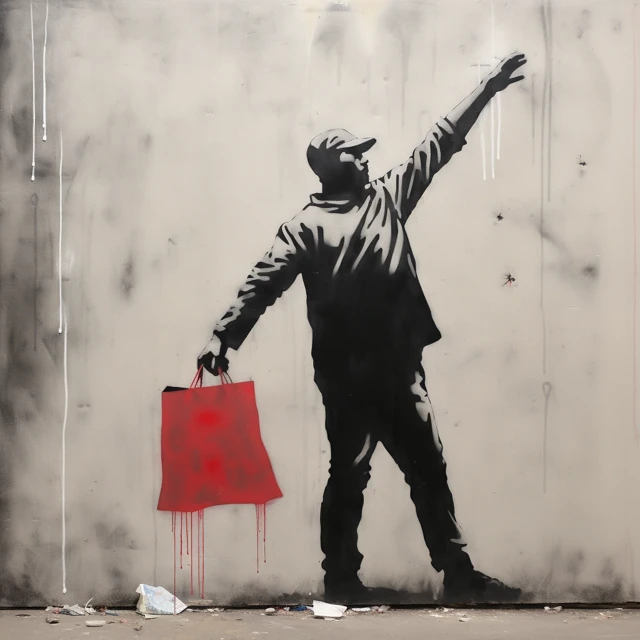Banksy Stencil Art: Midjourney Version Comparison - v5.2 - Image 2