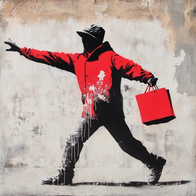 Banksy Stencil Art: Midjourney Version Comparison - v6.1 - Image 4