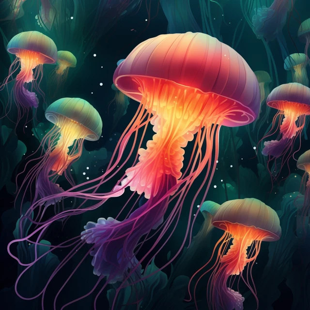 MJ v5-v7: Best Glowing Jellyfish Seamless Pattern for Print - v5.2 - Image 3
