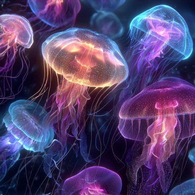 MJ v5-v7: Best Glowing Jellyfish Seamless Pattern for Print - v7.0 - Image 4