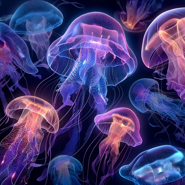 MJ v5-v7: Best Glowing Jellyfish Seamless Pattern for Print - v7.0 - Image 2