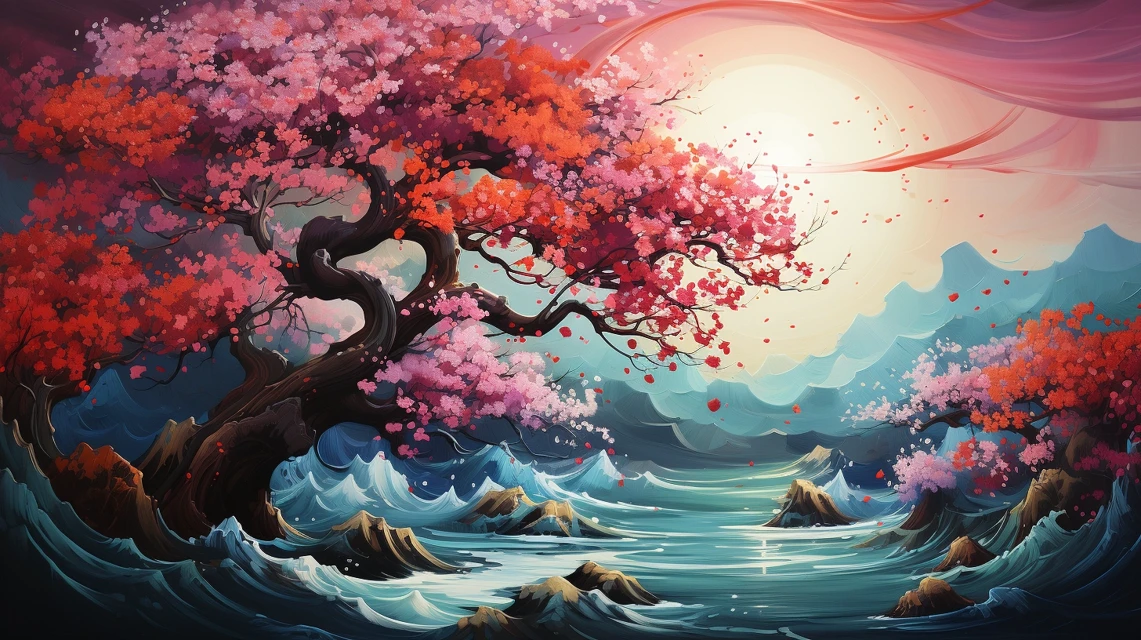 Whimsical Floral Wave Painting: Midjourney v5.2-v7.0 Art - v5.2 - Image 2