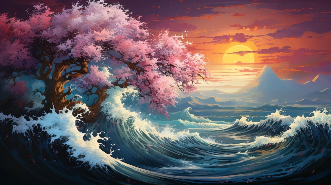 Whimsical Floral Wave Painting: Midjourney v5.2-v7.0 Art - v5.2 - Image 3