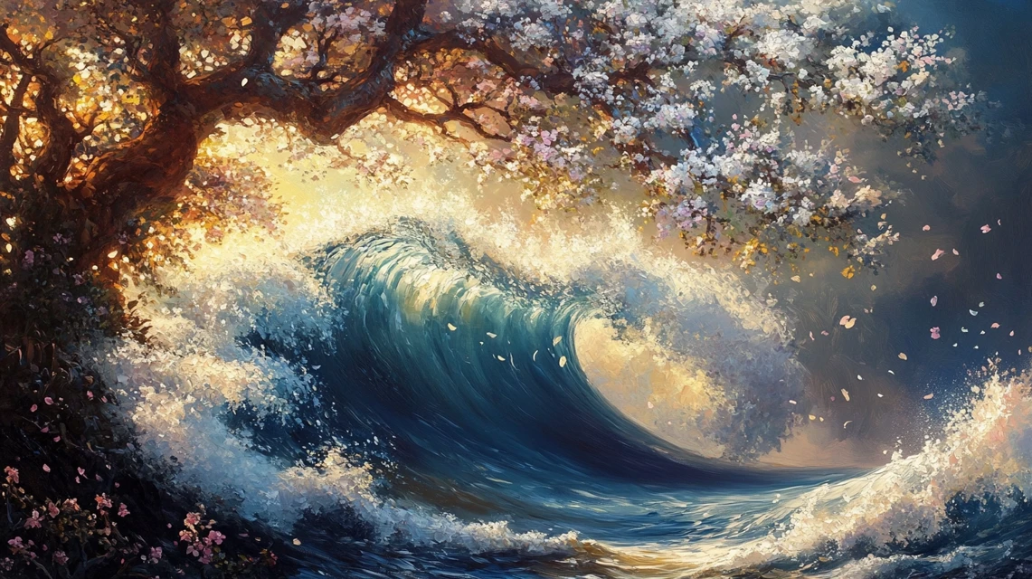 Whimsical Floral Wave Painting: Midjourney v5.2-v7.0 Art - v6.1 - Image 2