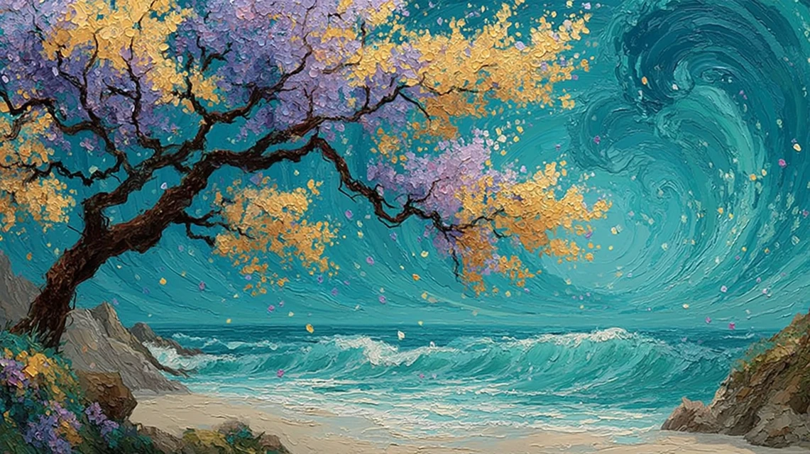 Whimsical Floral Wave Painting: Midjourney v5.2-v7.0 Art - v7.0 - Image 3