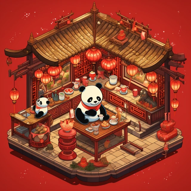 Midjourney Evolution: Adorable Chibi Panda Hot Pot Illustrations - v5.2 - Image 3
