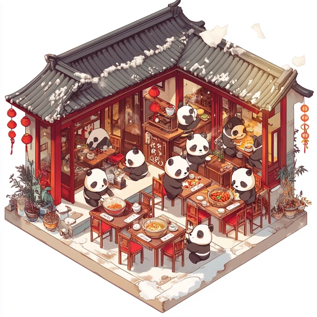 Midjourney Evolution: Adorable Chibi Panda Hot Pot Illustrations - v6.1 - Image 4