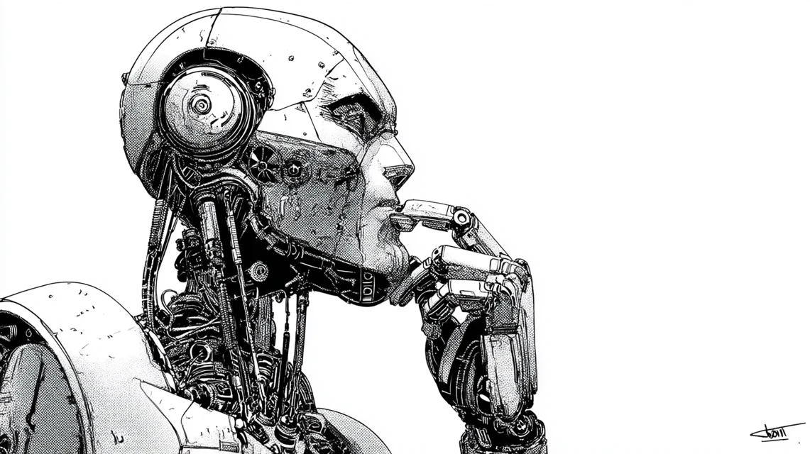Midjourney: Retro Comic Robot Inking v5.2-v7.0 Compared - v7.0 - Image 4