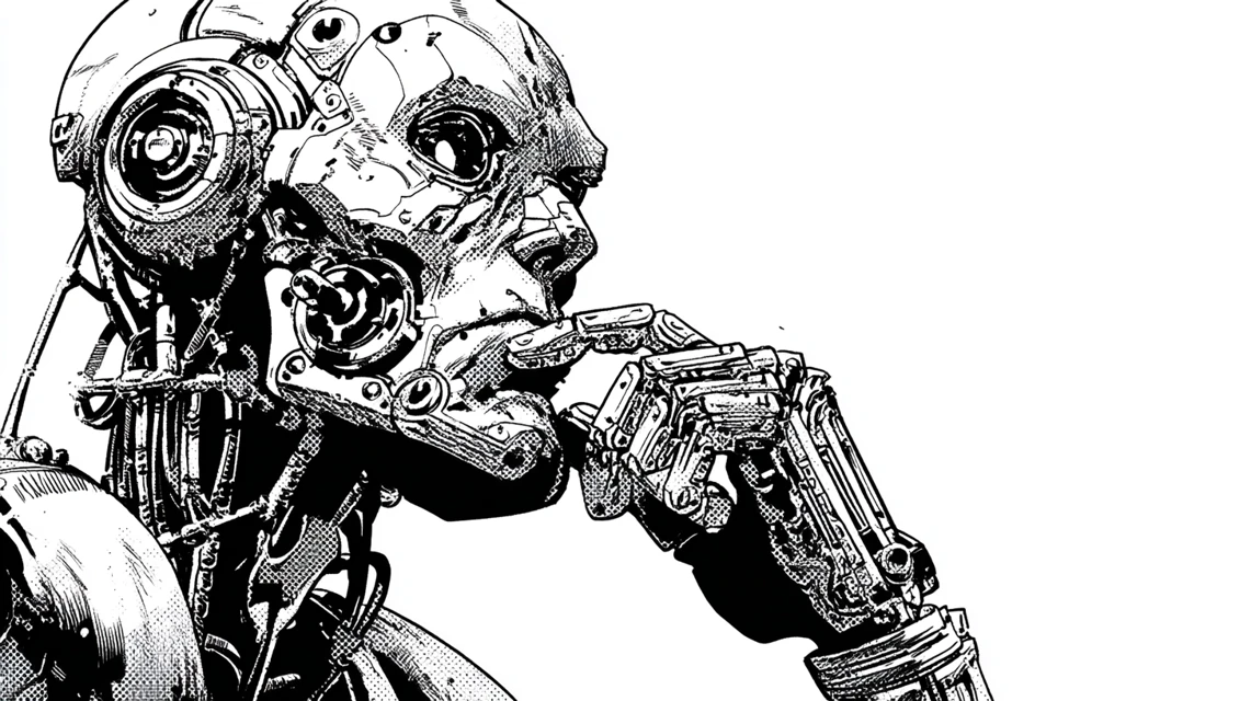 Midjourney: Retro Comic Robot Inking v5.2-v7.0 Compared - v7.0 - Image 2