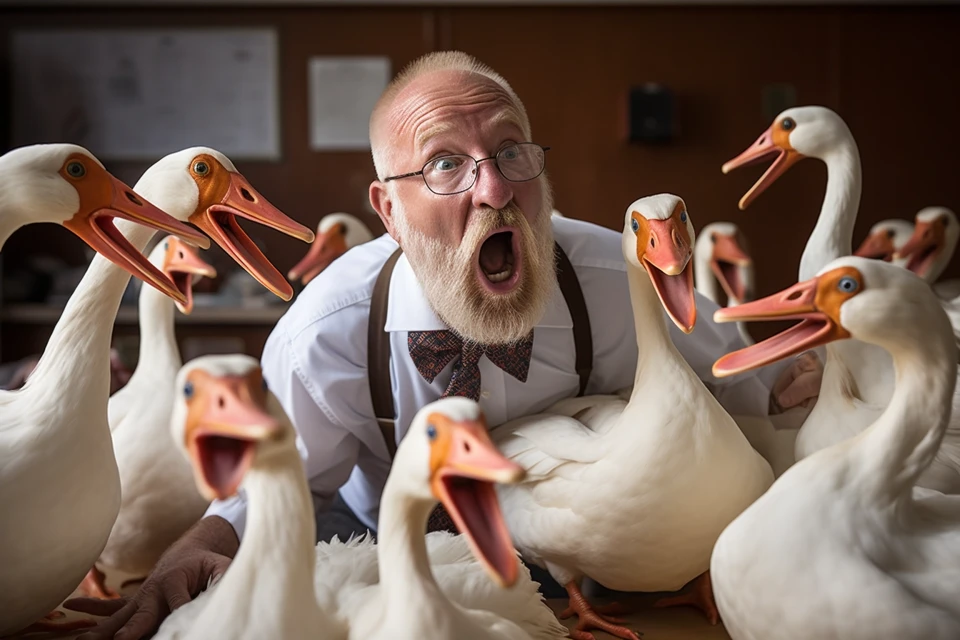 Midjourney v7 vs v6 vs v5: Ultimate Geese Classroom Humor - v5.2 - Image 2
