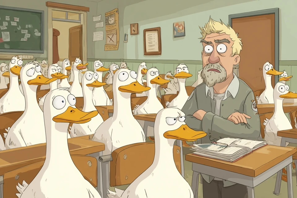 Midjourney v7 vs v6 vs v5: Ultimate Geese Classroom Humor - v7.0 - Image 4