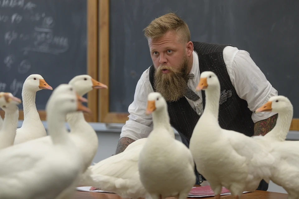 Midjourney v7 vs v6 vs v5: Ultimate Geese Classroom Humor - v7.0 - Image 3