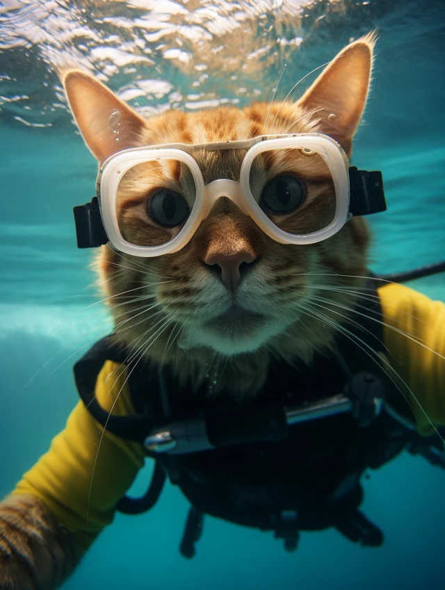 Underwater Cat Selfies: MidJourney v5.2 vs v6.1 vs v7.0 - v5.2 - Image 4