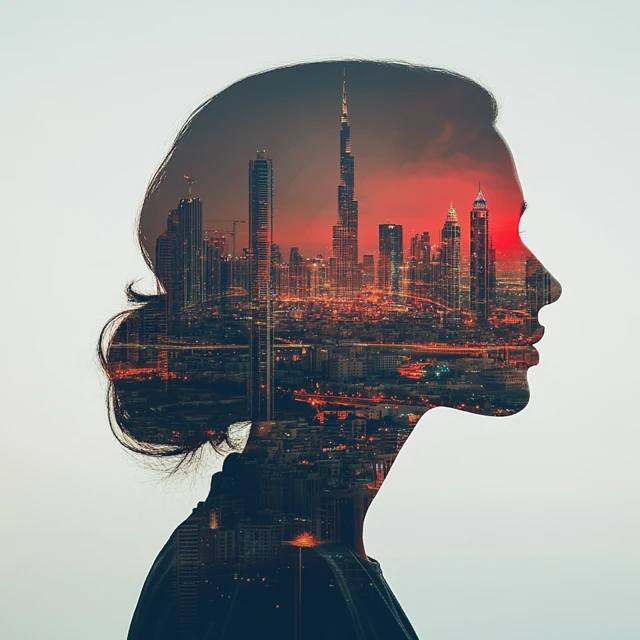MJ v5.2-v7.0: Business Woman Cityscape Double Exposure Art - v6.1 - Image 3
