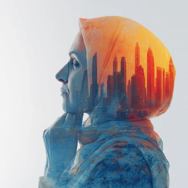 MJ v5.2-v7.0: Business Woman Cityscape Double Exposure Art - v7.0 - Image 4