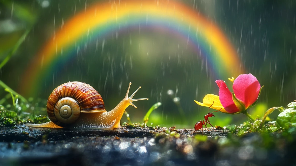 Snail Ant Rainbow Friendship AI Art: Midjourney v5-v7 - v6.1 - Image 4