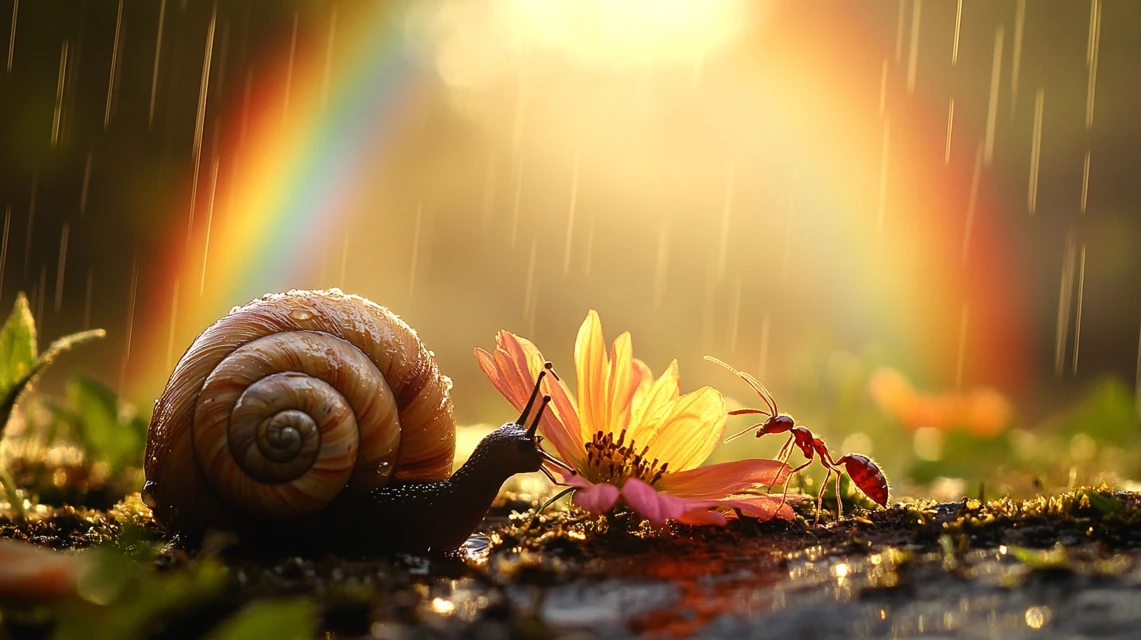 Snail Ant Rainbow Friendship AI Art: Midjourney v5-v7 - v6.1 - Image 3