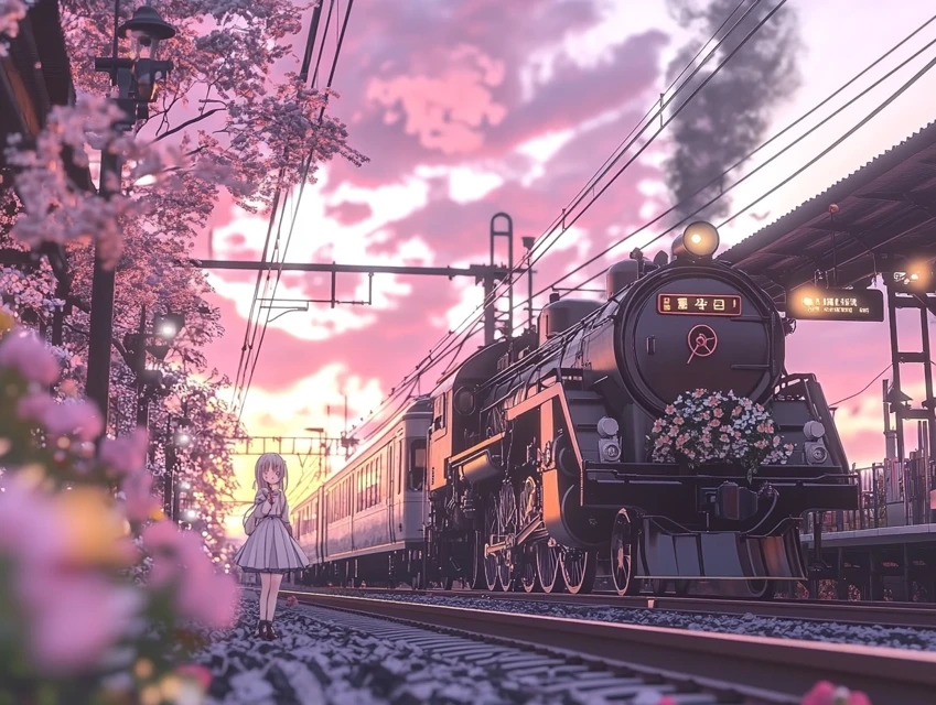 MidJourney Evolution: Japanese Anime Train Station Sunsets - v6.1 - Image 2
