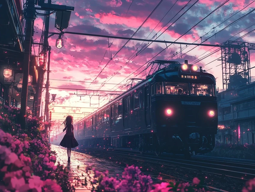 MidJourney Evolution: Japanese Anime Train Station Sunsets - v6.1 - Image 3