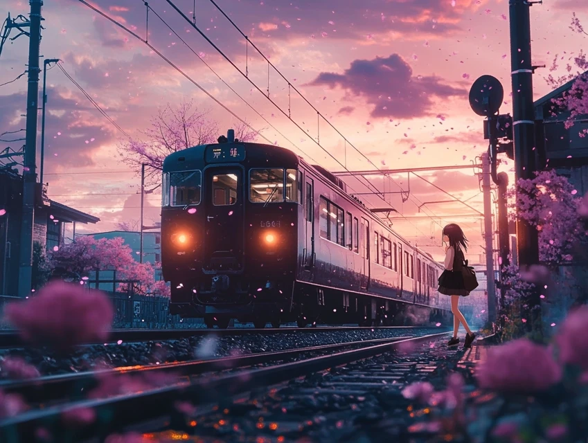MidJourney Evolution: Japanese Anime Train Station Sunsets - v6.1 - Image 4